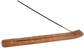 img 4 attached to 🌙 Exquisite 10 Inch Wooden Incense Holder: Brass Crescent Moon Inlays for Sticks