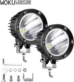 img 4 attached to 🚗 WOKU Round LED Driving Fog Lights 2PCS 3.5 Inch 100W 6500K Spot Beam LED Motorcycle Headlight Offroad LED Work Light Pods for Jeep Wrangler ATV UTV Truck Boat SUV Pickup - Enhanced SEO