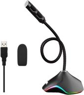 🎙️ plug & play usb computer microphone with colorful led - omnidirectional condenser mic for pc, laptop, mac, ps4 - ideal for recording, gaming, streaming, podcasting logo