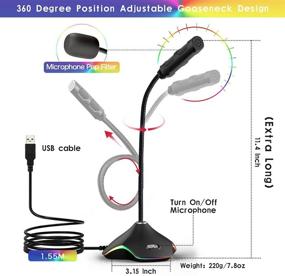 img 1 attached to 🎙️ Plug & Play USB Computer Microphone with Colorful LED - Omnidirectional Condenser Mic for PC, Laptop, Mac, PS4 - Ideal for Recording, Gaming, Streaming, Podcasting