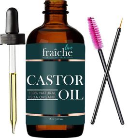 img 4 attached to 🌿 Organic Castor Oil (2oz) + FREE Mascara Starter Kit. USDA Certified 100% Pure Cold Pressed. Hexane Free by Live Fraiche - Eyelash & Eyebrow Growth, Hair Conditioning, Lash Growth Serum & Brow Treatment
