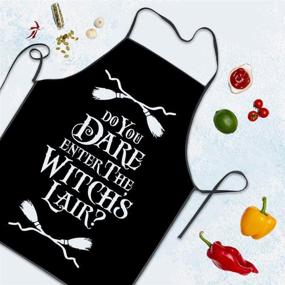 img 2 attached to 🧙 Halloween Chef Aprons Kitchen Gift - Enter the Witch's Lair with These Aprons!