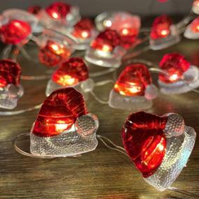 img 4 attached to Hand Painted Santa Claus Hat Ornaments String Lights - 10ft, 30 🎅 LEDs, USB/Battery Operated with Remote for Christmas Tree Decor, Party Wreaths & Corner Decoration