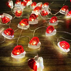 img 2 attached to Hand Painted Santa Claus Hat Ornaments String Lights - 10ft, 30 🎅 LEDs, USB/Battery Operated with Remote for Christmas Tree Decor, Party Wreaths & Corner Decoration