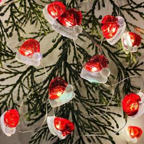 img 3 attached to Hand Painted Santa Claus Hat Ornaments String Lights - 10ft, 30 🎅 LEDs, USB/Battery Operated with Remote for Christmas Tree Decor, Party Wreaths & Corner Decoration
