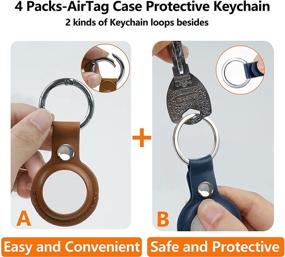 img 3 attached to Protect Your AirTag with Leather Keychain and Screen Protectors - Includes 4 Key Holders and 20 Films