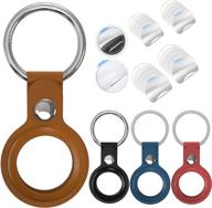 protect your airtag with leather keychain and screen protectors - includes 4 key holders and 20 films logo