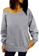 dutebare women off-shoulder slouchy sweatshirt long sleeve pullover - stylish tops for a trendy look logo