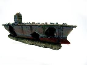 img 3 attached to 🐟 Enhance Your Lifestyle with CORISRX Dr. Moss Aircraft Carrier Cave Aquarium Ornament - Navy Warship Battleship Decoration Ship