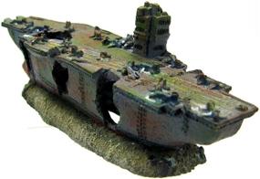 img 1 attached to 🐟 Enhance Your Lifestyle with CORISRX Dr. Moss Aircraft Carrier Cave Aquarium Ornament - Navy Warship Battleship Decoration Ship