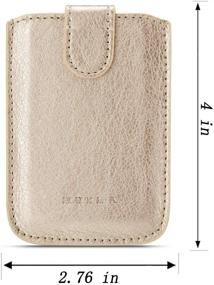 img 3 attached to 💳 RFID Blocking PU Leather Card Holder Wallet Pocket Stick-on for iPhone - Gold, with Pull Credit Card and Cash Slots on Back