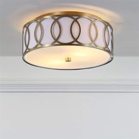 img 1 attached to 🔆 JONATHAN Y JYL3502A Aria 2 12.25" Metal LED Flush Mount - Contemporary, Transitional Brass Gold Light Fixture for Kitchen, Hallway, Bathroom, Stairwell