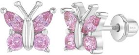 img 4 attached to 925 Sterling Silver CZ Butterfly Screw Back Earrings for Girls - Safe, Stunning & Fashionable Studs!