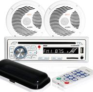 waterproof marine stereo receiver speaker kit - lcd digital console with built-in bluetooth & microphone, 6.5” speakers (2) - mp3/usb/sd/aux/fm radio reader & remote control included - pyle plcdbt65mrw logo
