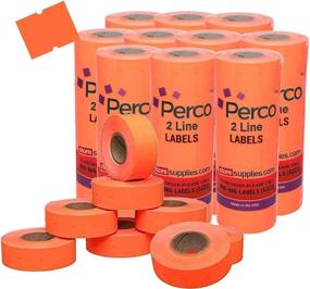 img 2 attached to Vibrant Perco 2 Line Fluorescent 🔴 Red Labels - Pack of 10 Sleeves