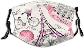 img 4 attached to 🚴 Paris Eiffel Tower Pink Flowers and Butterflies Bicycle Balaclava Mouth Face Cover- Anti Dust & Windproof Shield