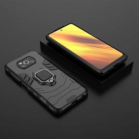 img 2 attached to Premium Hybrid Dual Layer Armor Case for Xiaomi Poco X3 NFC/Kickstand Case with Tempered Glass [Black]