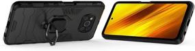 img 1 attached to Premium Hybrid Dual Layer Armor Case for Xiaomi Poco X3 NFC/Kickstand Case with Tempered Glass [Black]