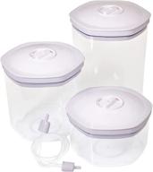 🍲 keep foods fresh with avid armor vacuum food storage canisters - 3-piece set with clear bottoms, white locking lids, universal hose attachment, and marinating capability logo
