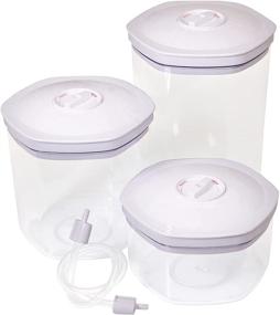 img 4 attached to 🍲 Keep Foods Fresh with Avid Armor Vacuum Food Storage Canisters - 3-Piece Set with Clear Bottoms, White Locking Lids, Universal Hose Attachment, and Marinating Capability