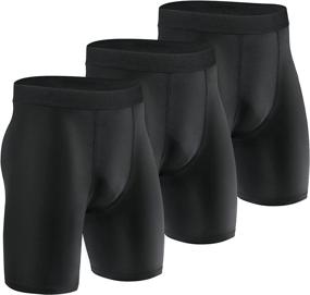 img 4 attached to Maximize Your Athletic Performance with Niksa's Quick Dry Compression Shorts for Men - 3 Pack in Black