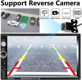 img 1 attached to Усовершенствованная автомобильная стереосистема Double Din с Bluetooth, камерой заднего вида и семидюймовым HD сенсорным экраном - поддерживает FM, USB, TF Card, AUX-in, Mirror Link - в комплекте с пультом дистанционного управления, беспроводным дистанционным управлением на руле.