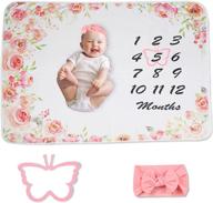 capture your baby's first year with our floral baby monthly milestone blanket for girls - complete with headband and marker! logo