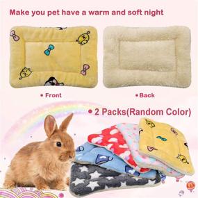 img 1 attached to 🐰 Rypet Small Animal Bed 2PCS - Winter Warm Fleece Sleep Pad for Small Animals - Rabbit Guinea Pig Hamster Squirrel Hedgehog Bunny Chinchilla - Random Color
