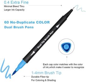 img 2 attached to 🖍️ VITOLER 60 Colored Dual Brush Pens for Kids and Adults - Fine Point Journal Pens & Colored Brush Markers Set, Ideal for Adult Coloring Books, Bullet Journaling, Note Taking, Lettering, Calligraphy, Drawing, Craft Supplies