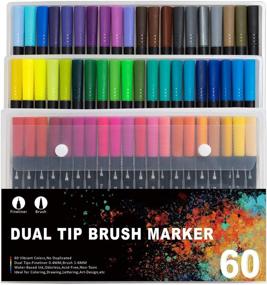 img 4 attached to 🖍️ VITOLER 60 Colored Dual Brush Pens for Kids and Adults - Fine Point Journal Pens & Colored Brush Markers Set, Ideal for Adult Coloring Books, Bullet Journaling, Note Taking, Lettering, Calligraphy, Drawing, Craft Supplies