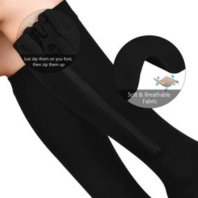 img 2 attached to 🧦 2 Pairs of Open Toe X-Large Zipper Compression Socks for Men and Women, 15-20 mmHg