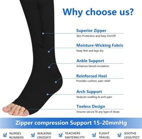 img 3 attached to 🧦 2 Pairs of Open Toe X-Large Zipper Compression Socks for Men and Women, 15-20 mmHg