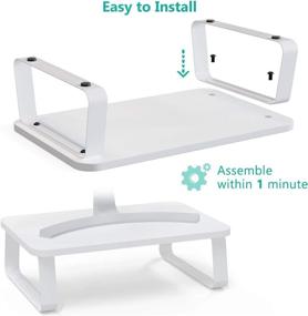 img 1 attached to 🖥️ WALI White Dual Monitor Stand, Particle Board Riser for 2 Monitors, 16 Inch Desk Organizers and Storage for Dual Screen, TVs, Laptop Notebook and Printer (PTT004-2W)