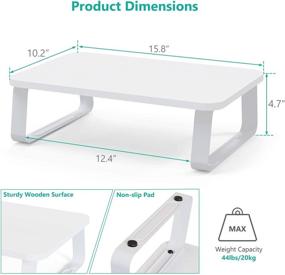 img 2 attached to 🖥️ WALI White Dual Monitor Stand, Particle Board Riser for 2 Monitors, 16 Inch Desk Organizers and Storage for Dual Screen, TVs, Laptop Notebook and Printer (PTT004-2W)