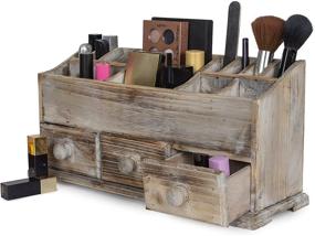 img 4 attached to 💄 Rustic Vanity Drawer Beauty Organizer: Neatly Store Makeup Tools & Small Accessories at Home, Office & Bathroom!
