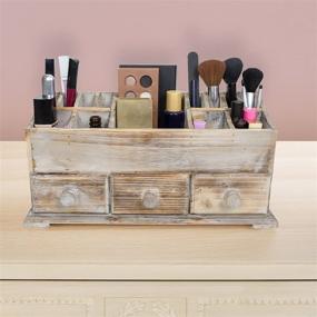 img 1 attached to 💄 Rustic Vanity Drawer Beauty Organizer: Neatly Store Makeup Tools & Small Accessories at Home, Office & Bathroom!