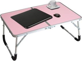 img 4 attached to 🌸 Folding Laptop Table: Bed Desk, Breakfast Serving Tray, Portable Mini Picnic Table - Ultra Lightweight, Half-Fold Design with Inner Storage Space (Pink)