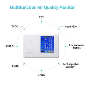 img 3 attached to 🌬️ YVELINES Air Quality Monitor: CO2, Formaldehyde(HCHO), TVOC, PM2.5/PM10 Detector with Real-Time Data & Mean Value Recording - Ideal for Home and Office