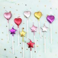 🎂 kacat 10 cute heart shaped and star birthday candles: multi-color cake candle toppers for party & wedding cake decoration supplies logo