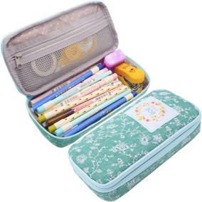 img 4 attached to 📚 Twinkle Club Cute Big Capacity Pencil Case: Stylish Lace Pattern Pen Bag in Green