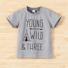 img 1 attached to 👦 Three Young Wild Gray Children Birthday Brother Twin Letter Print T-Shirts