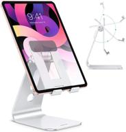 📱 enhanced stability: omoton t2 adjustable tablet stand with extended arms for desk - ideal for ipad pro/air/mini, silver logo