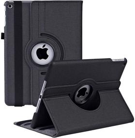 img 4 attached to 📱 Denim Fabric Smart Cover Case for Apple iPad 10.2" - 360 Degree Rotating Stand, Auto Wake/Sleep - 9th/8th/7th Generation, 10.2" - Black (2021/2020/2019)