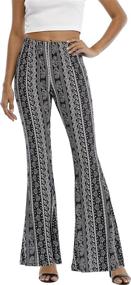 img 3 attached to 👖 WSPLYSPJY Women's Print Flare Palazzo Pants - Stretch Bell Bottom Trousers