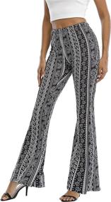 img 1 attached to 👖 WSPLYSPJY Women's Print Flare Palazzo Pants - Stretch Bell Bottom Trousers