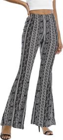 img 2 attached to 👖 WSPLYSPJY Women's Print Flare Palazzo Pants - Stretch Bell Bottom Trousers