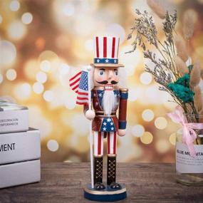 img 1 attached to 🎄 PRETYZOOM Wooden Nutcracker Figurine - Christmas Soldier Ornament for Home Garden Christmas Party Decor