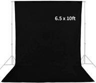 📷 mountdog 6.5 x 10ft black backdrop background for photography - polyester fabric chromakey black photo backdrop curtain background screen collapsible seamless for photo video studio (stand not included) logo