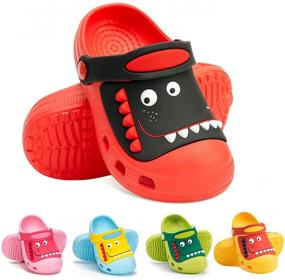 img 4 attached to 🦕 RJVW Dinosaur Slippers for Toddlers: Cartoon Boys' Shoes, Clogs & Mules