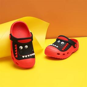 img 3 attached to 🦕 RJVW Dinosaur Slippers for Toddlers: Cartoon Boys' Shoes, Clogs & Mules